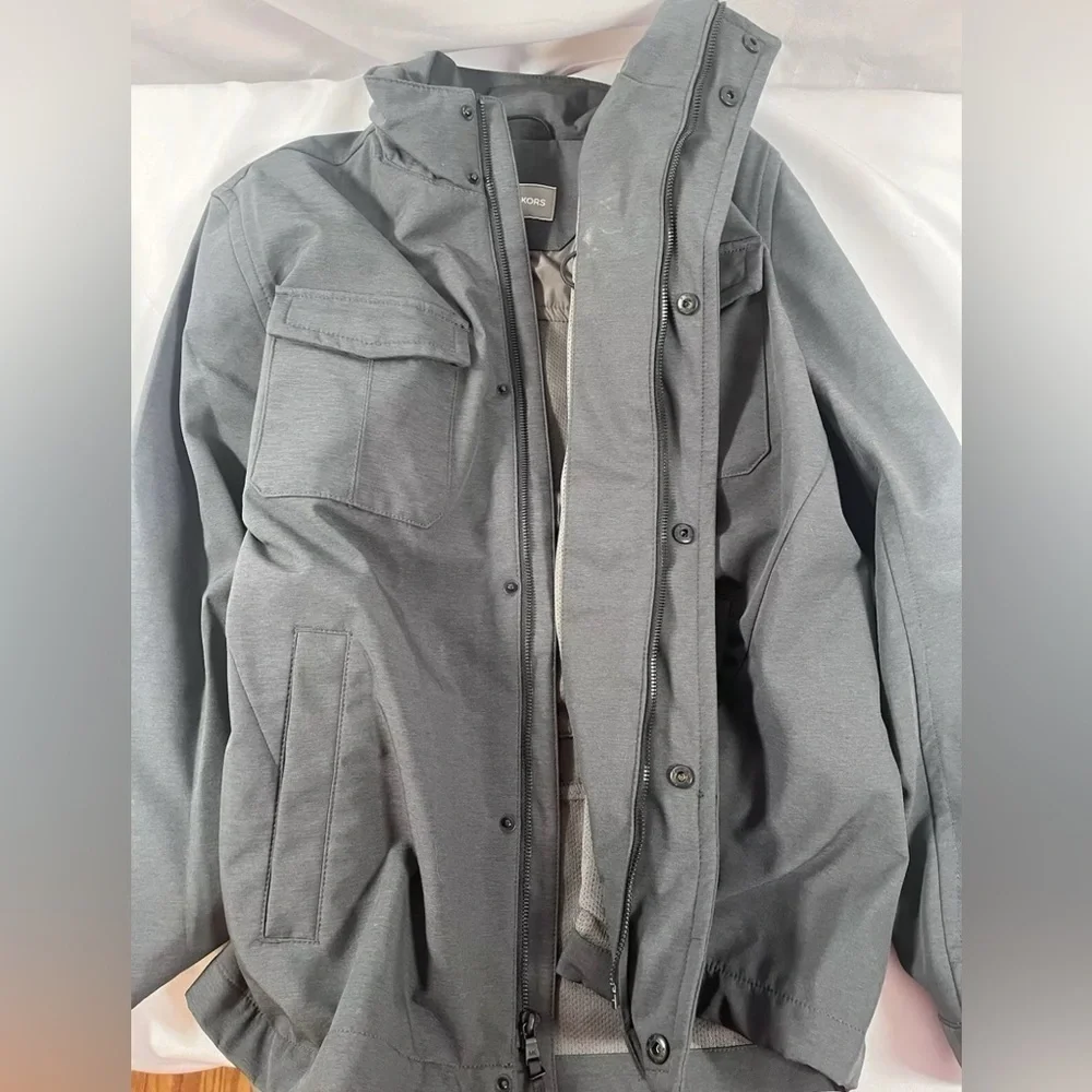 Michael Kors Mens Zip Up Jacket Size XL Dark Gray Pocket Extra Large